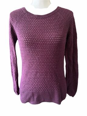 AE open knit Crewneck Knit Sweater Plum size small